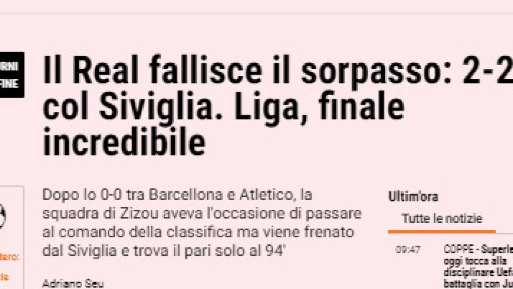 La crónica de la Gazzetta dello Sport del Real Madrid - Sevilla