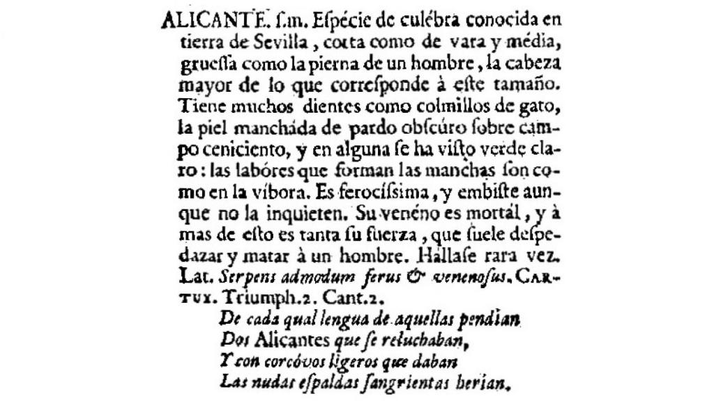 Definición del alicante en el Diccionario de Autoridades.