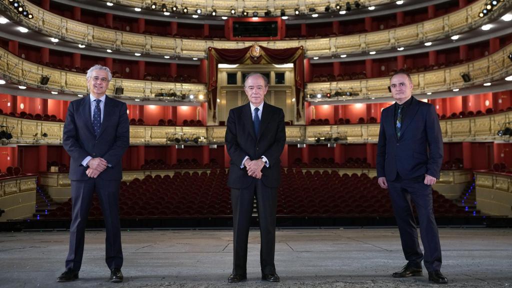 Ignacio García-Belenguer, director general de Teatro Real; Gregorio Marañón, presidente; y Joan Matabosch, director artístico.