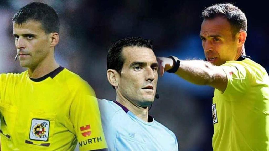 Gil Manzano, Munuera Montero y Cuadra Fernández, en un fotomontaje