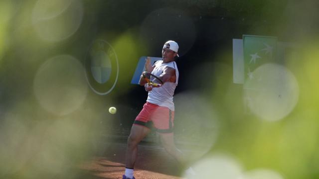 Rafa Nadal, entrenando en el Masters 1.000 de Roma