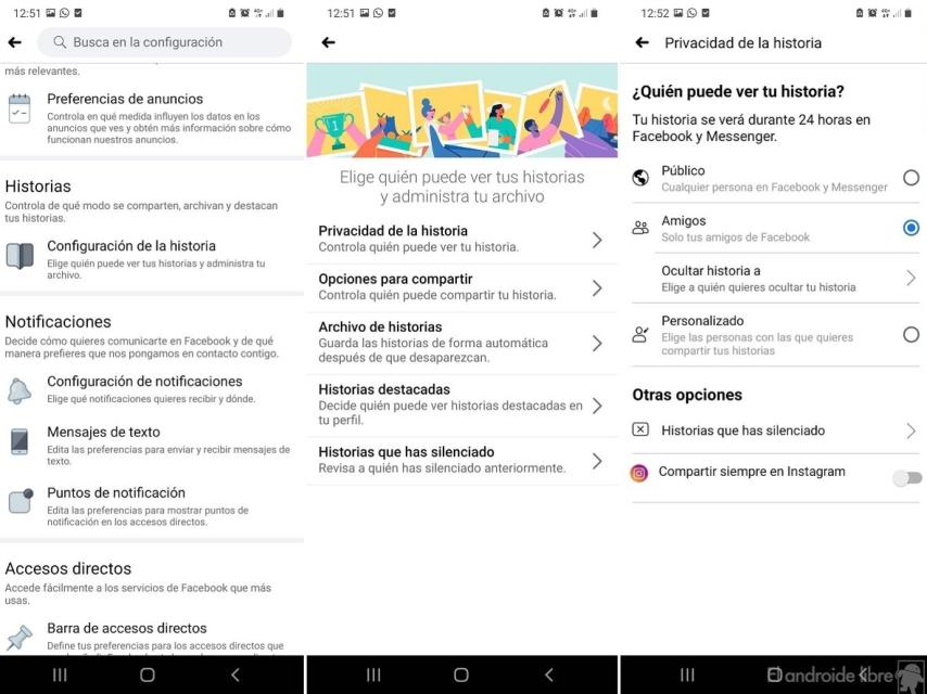 Facebook e Instagram historias