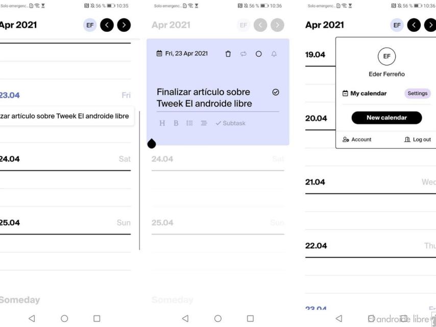 Tweek interfaz y tareas