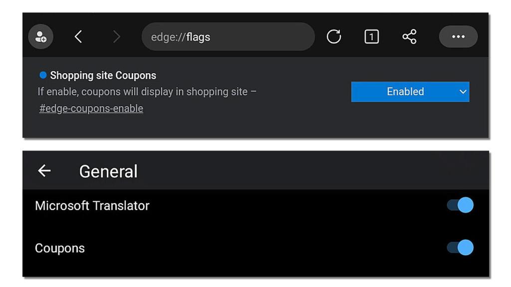 Se introduce en la dirección flags en Edge