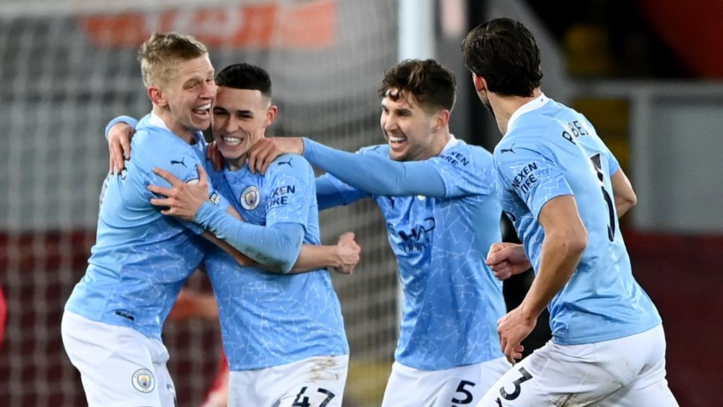 Los jugadores de Manchester City celebrando un gol