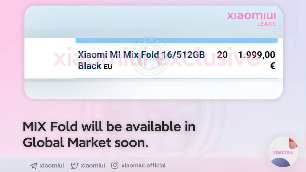 Precio Mi MIX Fodl filtrado