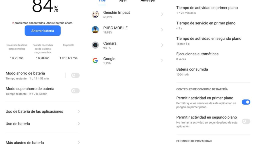 Impacto de batería de Genshin Impact