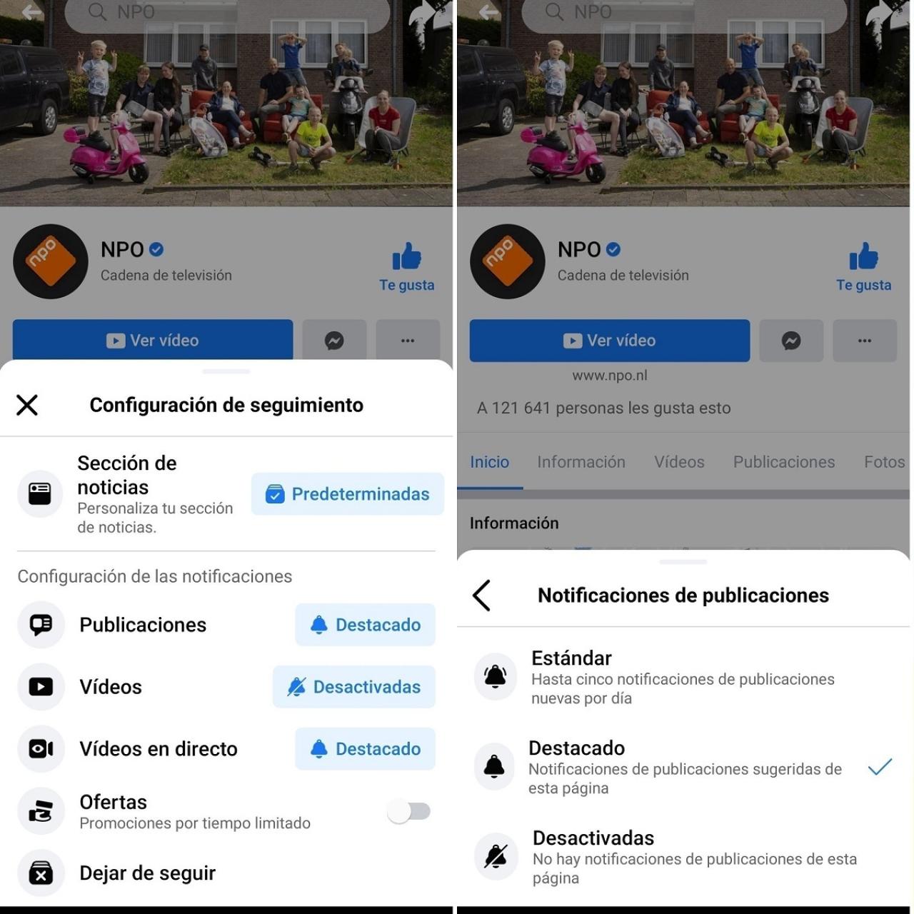 Facebook notificaciones cuentas
