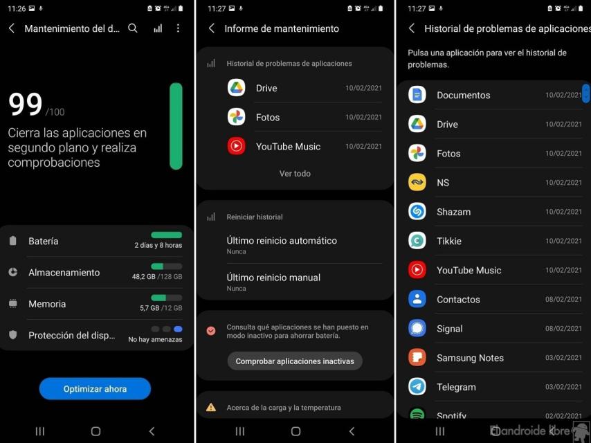 Historial problemas aplicaciones Samsung