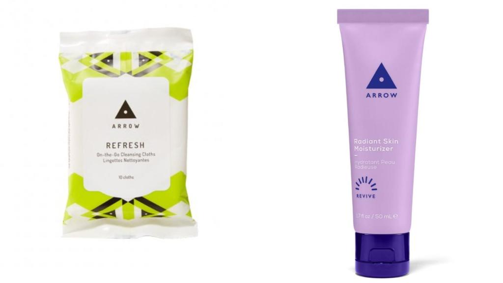 Las toallitas refrescantes y la crema hidratante de Arrow en un montaje de EL ESTILO.