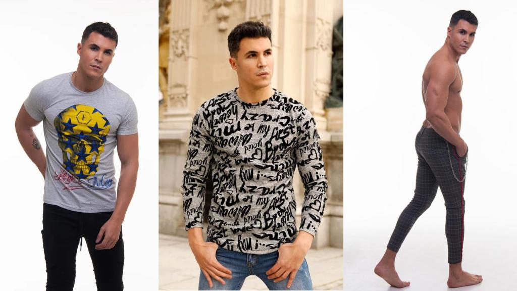Algunas de las prendas masculinas de la marca lucidas por Kiko como modelo.