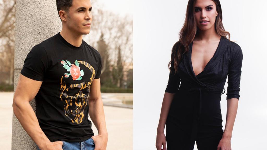 Kiko Jiménez y Sofía Suescun posando como modelos de sus propias creaciones.