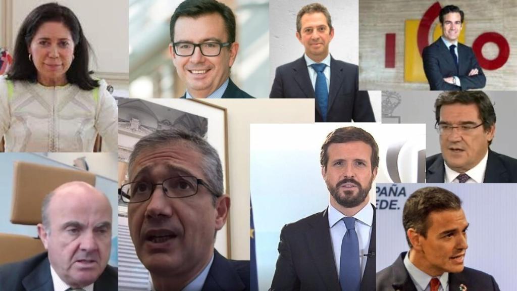 R. Sánchez Yebra, Román Escolano, I. Fernández de Mesa, P. Zalba, L. De Guindos, P. Hernández De Cos, P. Casado, J. L. Escrivá y P. Sánchez.