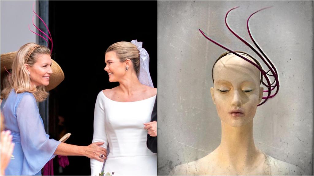 Patricia Rato en la boda de su hija, Alejandra, con tocado de Tolentino.