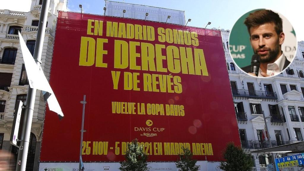 La lona de la Copa Davis de Gerard Piqué en Madrid