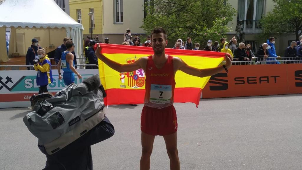 Marc Tur, en el campeonato europeo de marcha por equipos de 2021