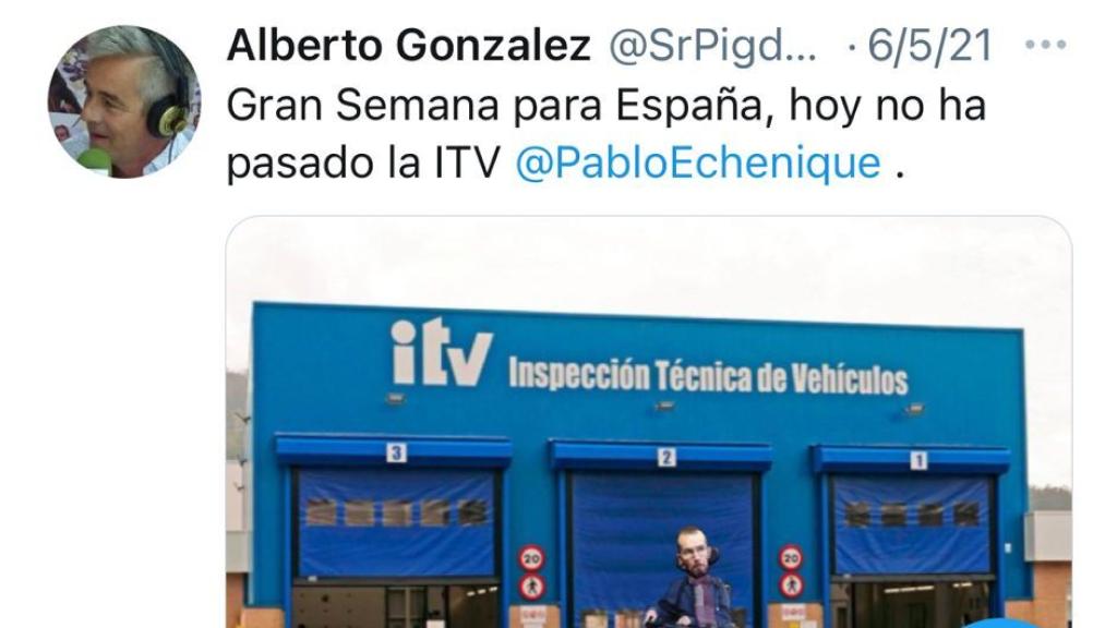 Tuit desaparecido de la cuenta de González.