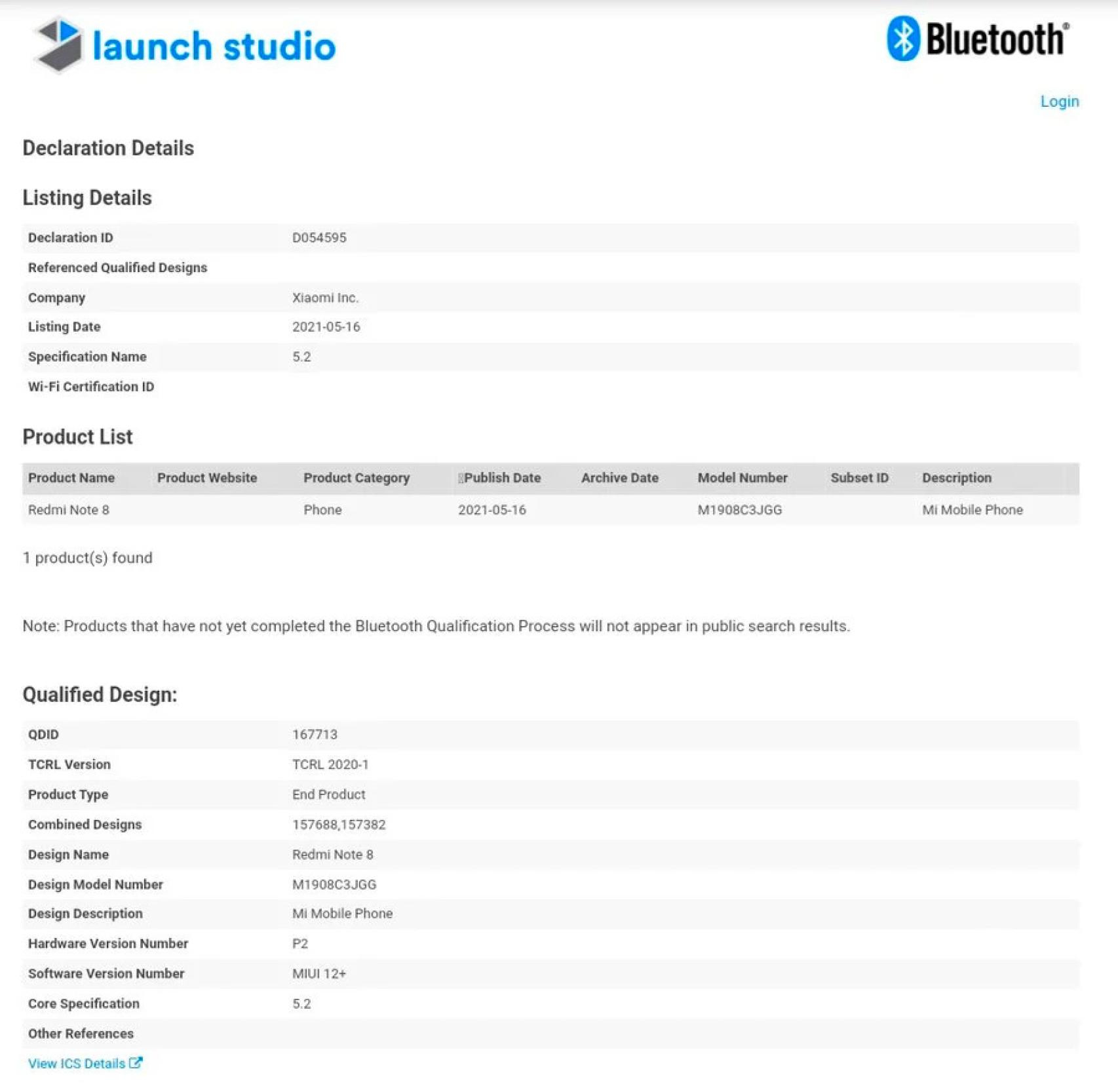 Hojade certificación bluetooth del Redmi Note 8 2021