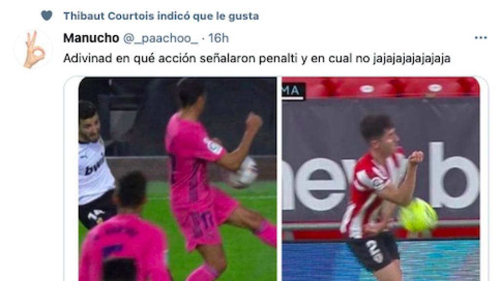 'Me gusta' de Courtois sobre la polémica en San Mamés