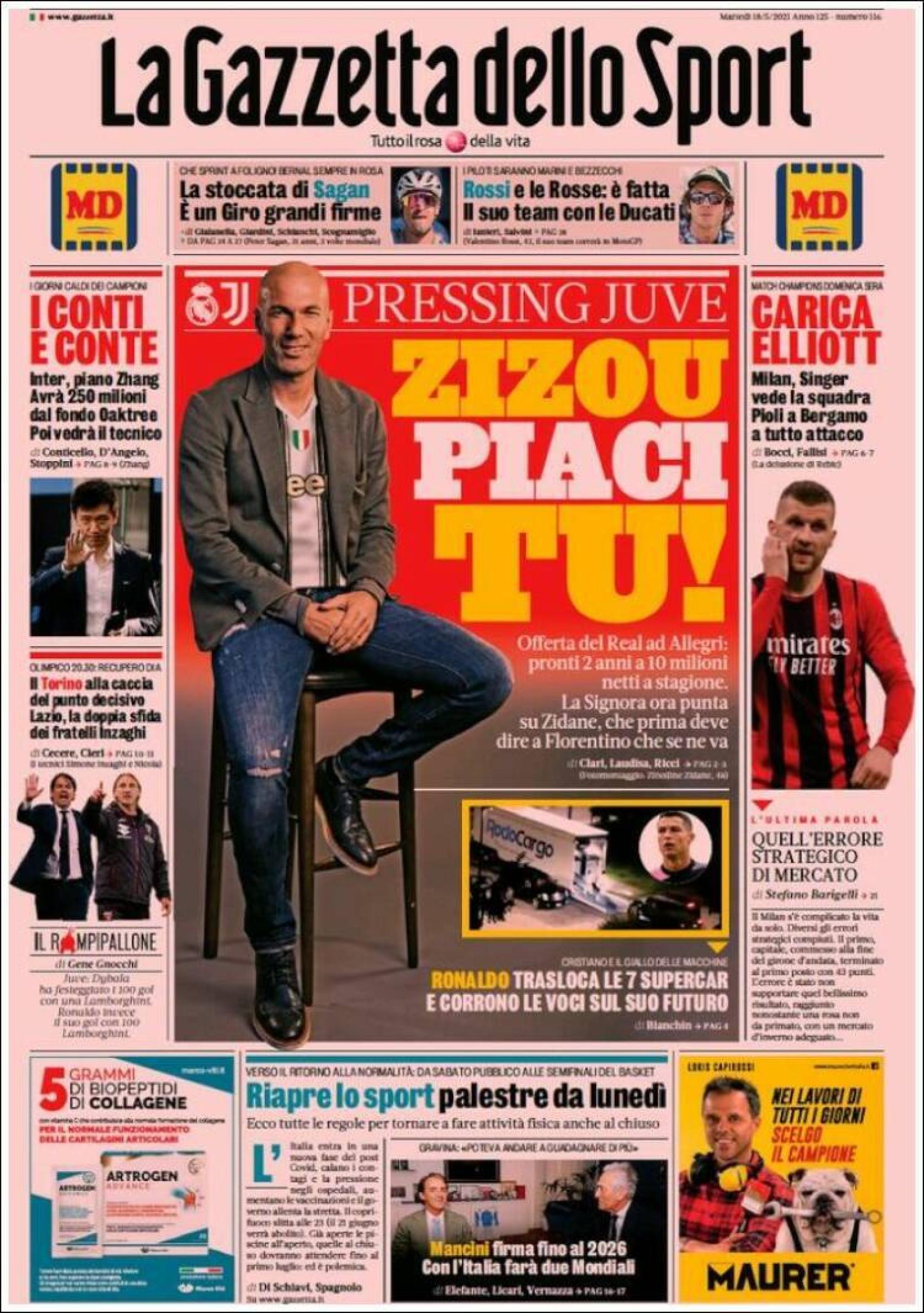 Portada La Gazzetta dello Sport (18/05/2021)