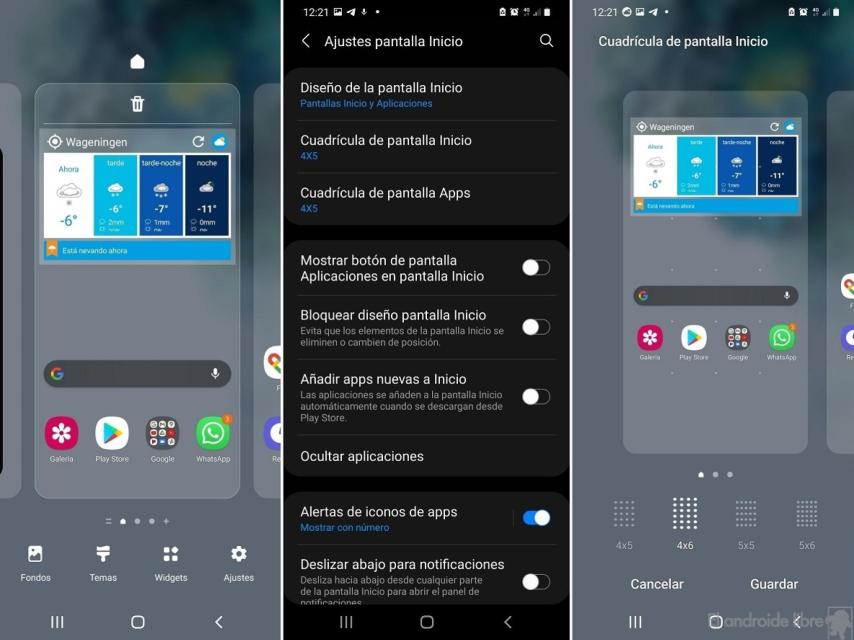 Samsung One UI cambiar tamaño iconos