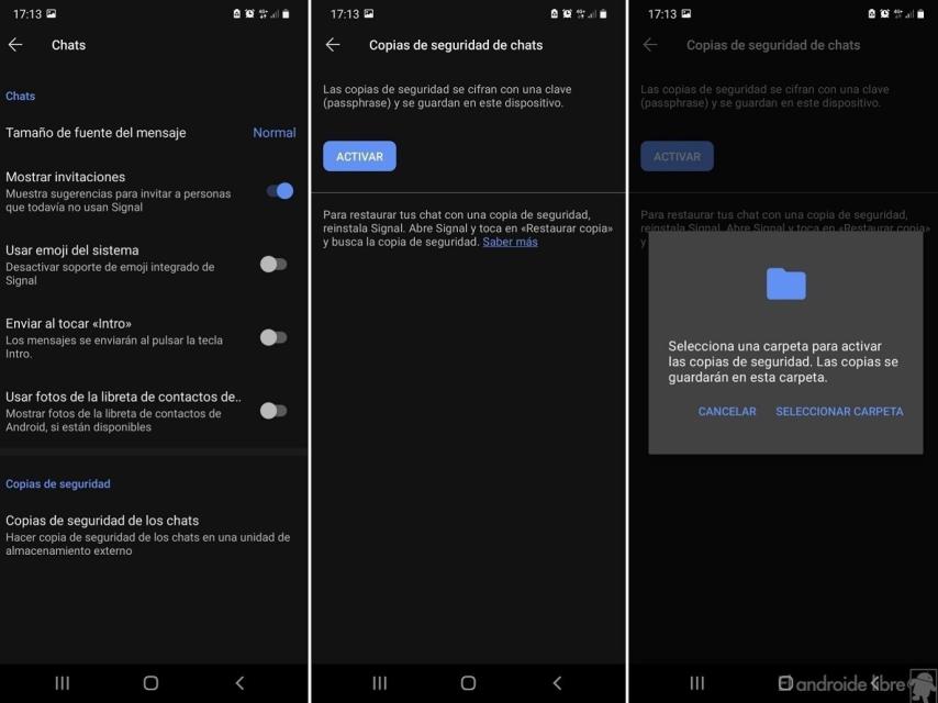 Signal copia de seguridad