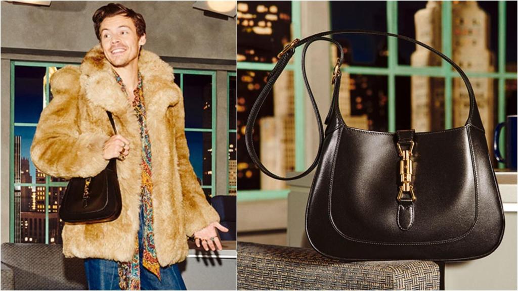 Harry Styles llevando el Jackie 1961 de Gucci.