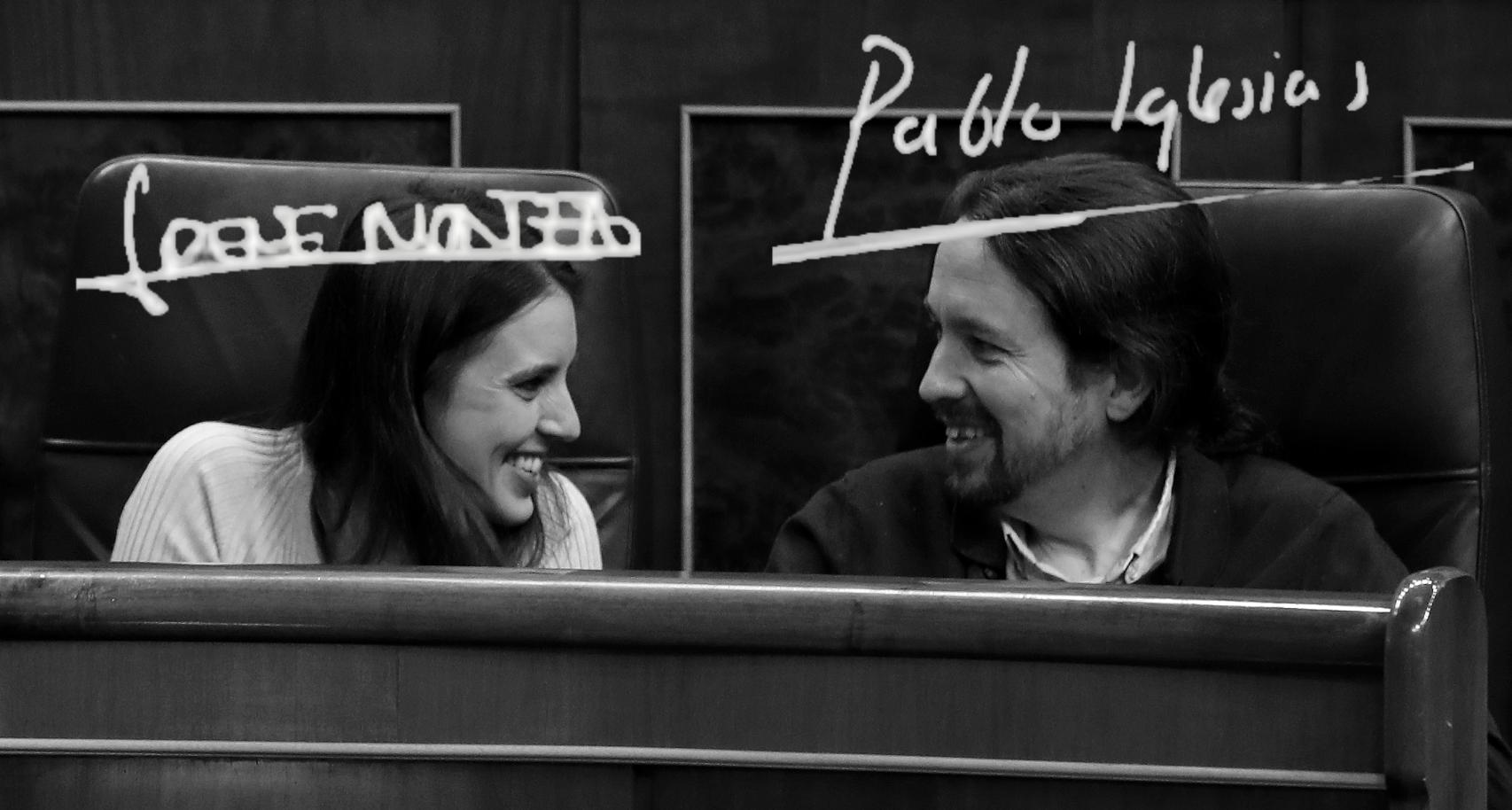 Irene Montero y Pablo Iglesias muestran en su grafía su unión.