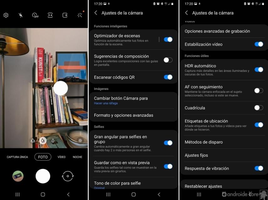 Samsung activar estabilizacion video