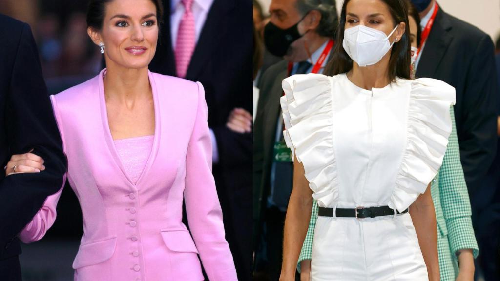 Letizia en dos momentos de su vida en montaje de JALEOS: una imagen de noviembre de 2004 junto a su penúltimo acto este 2021.