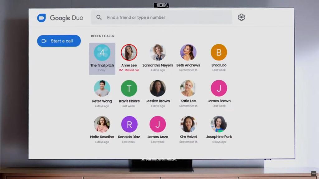 Televisor 8K de Samsung con Google Duo.