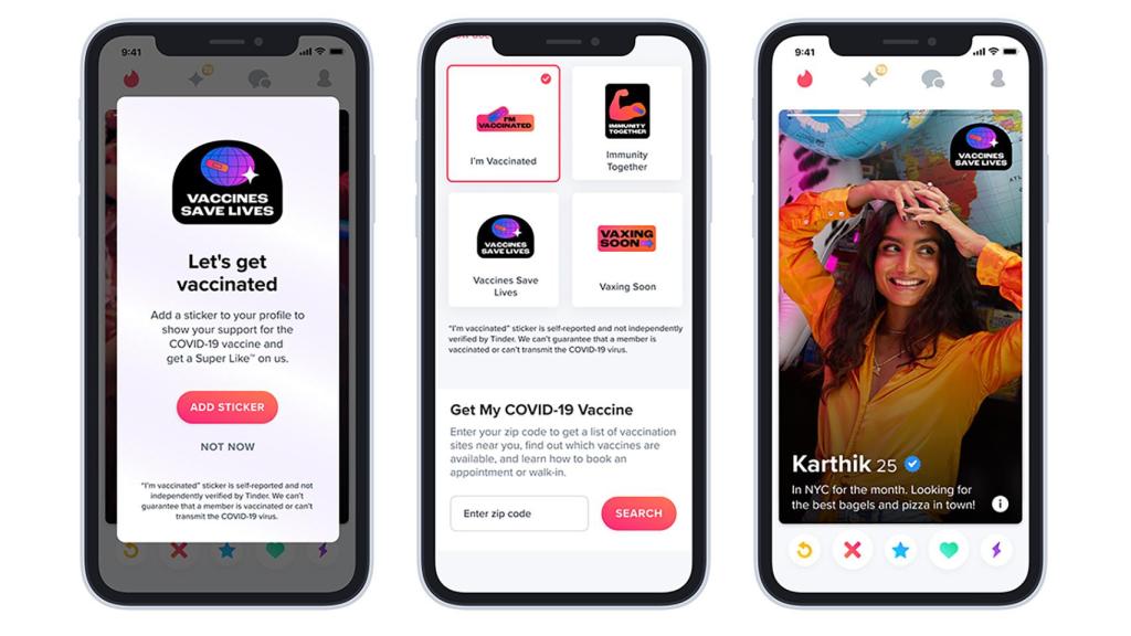 Pegatinas de la COVID en Tinder