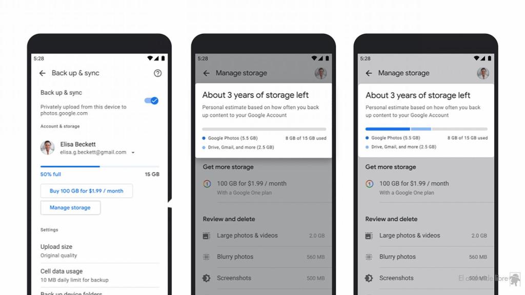 Almacenamiento en Google Fotos