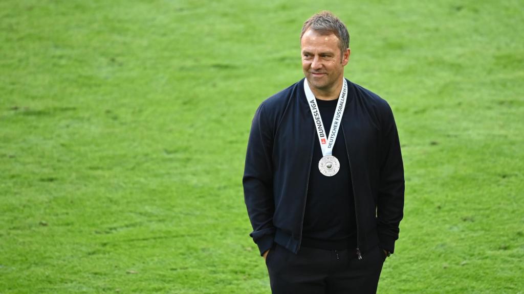 Hansi Flick, durante la celebración del título de Bundesliga del Bayern Múnich
