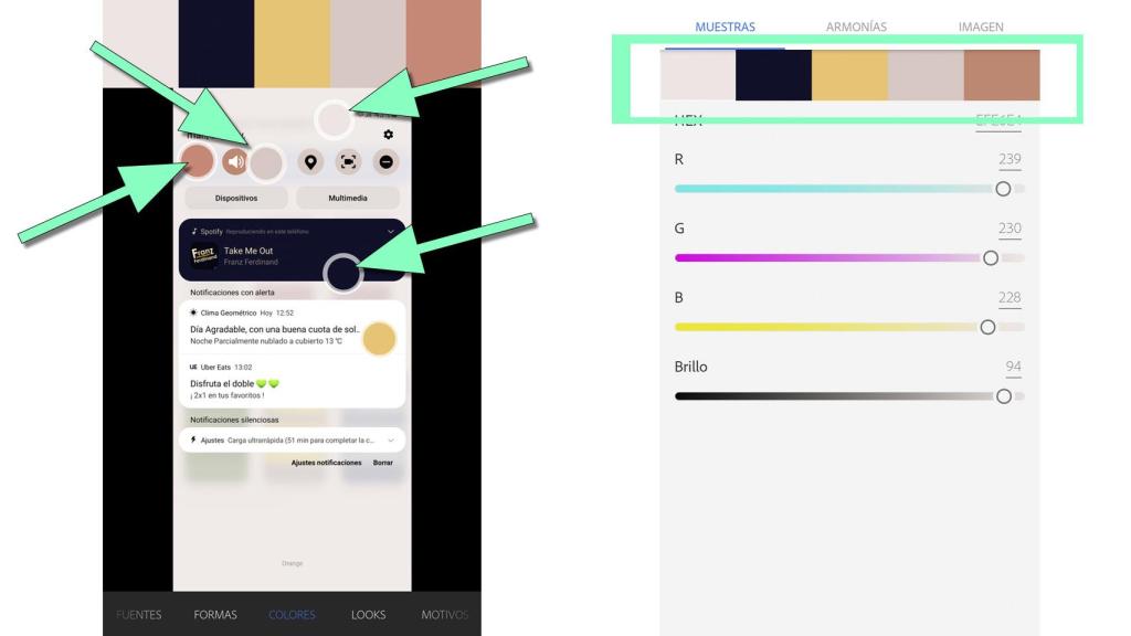 Se selecciona los tonos de color para extraer el hexadecimal