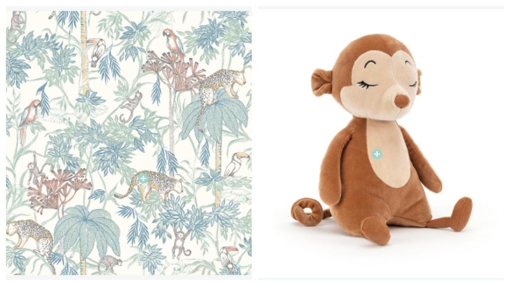 El papel pintado y uno de los peluches, parte de la estancia.