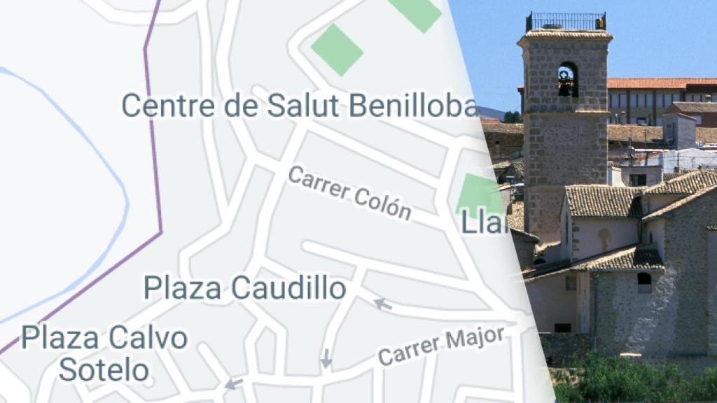 Imagen de Google Maps  en la que figuran las plazas con los nombres antiguos.