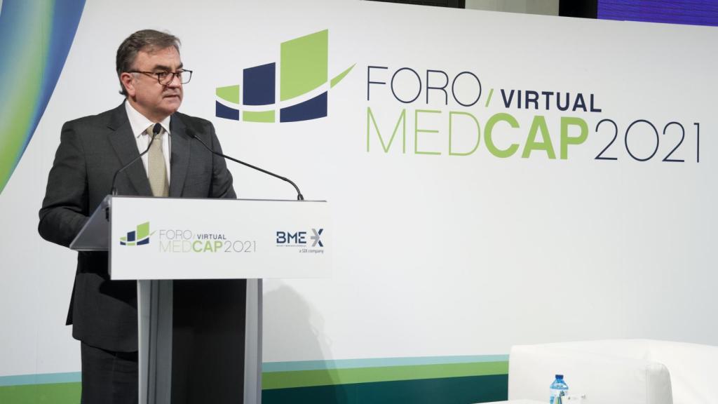El consejero delegado de BME, Javier Hernani, en la apertura del Foro MedCap.
