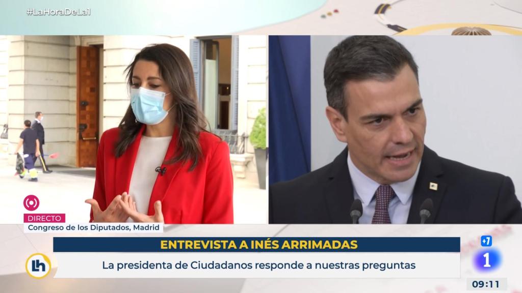 Inés Arrimadas, presidenta de Ciudadanos, entrevistada en TVE.