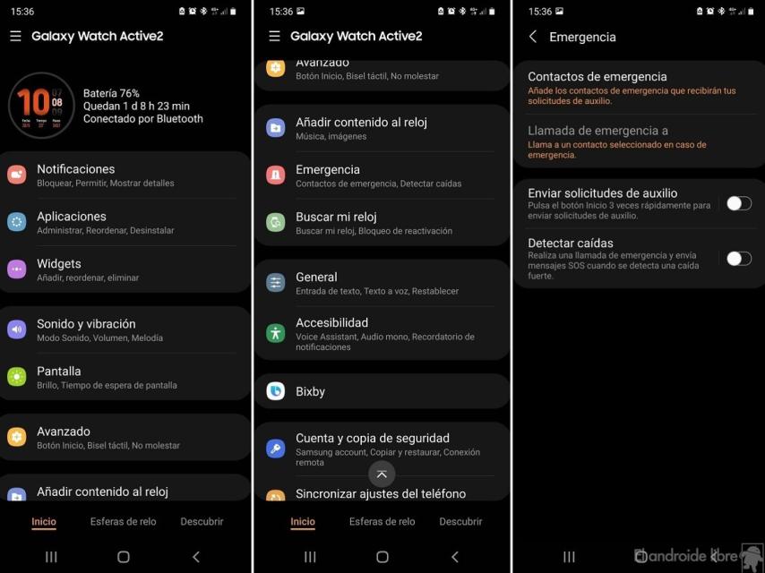 Galaxy Watch activar deteccion caidas
