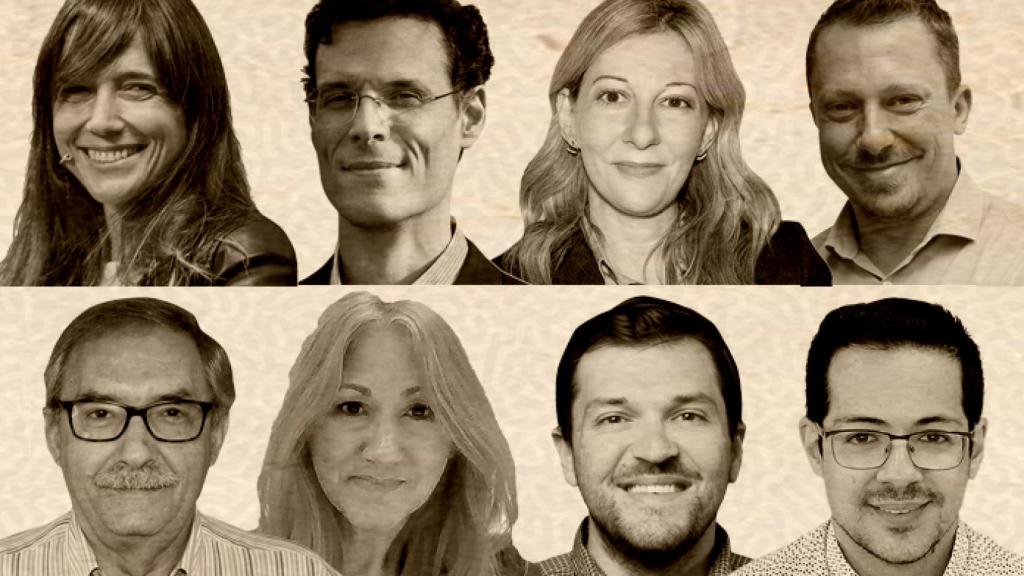 De izquierda a derecha: Laura Ferrero, Marcos Chicot, Eva Gª Sáenz de Urturi, Sergio Mejías, Manuel Rico, Adelaida Herrera, Andrea Pasino y Alberto Cerezuela