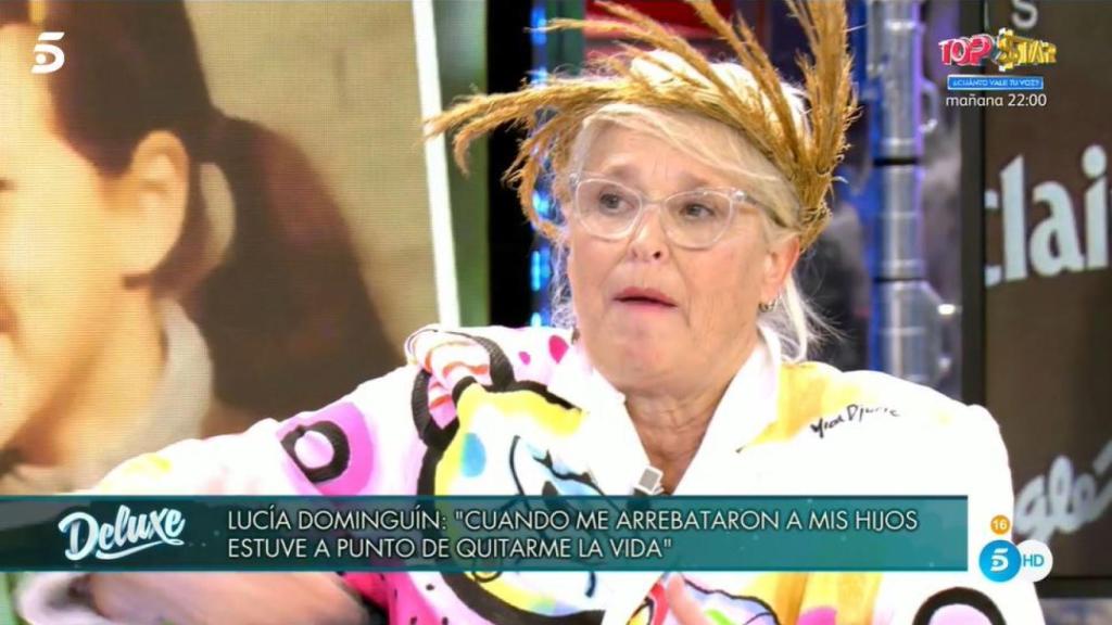 Lucía Dominguín, emocionada durante el relato.