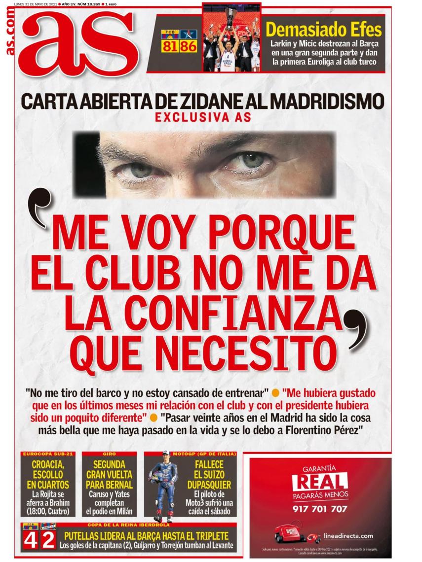 La portada del diario AS (31/05/2021)