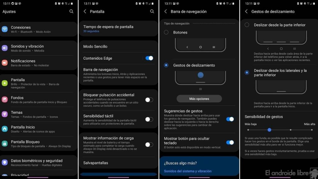 Samsung sensibilidad gestos