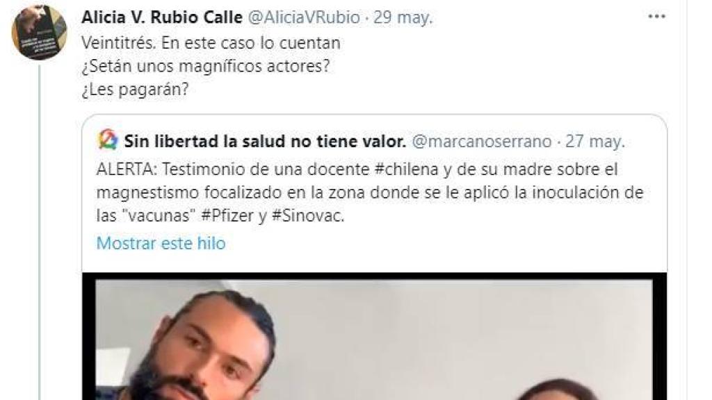 Otra de las capturas de los tuits de Rubio en que recoge algunos de los numerosos vídeos con presuntas imantaciones.