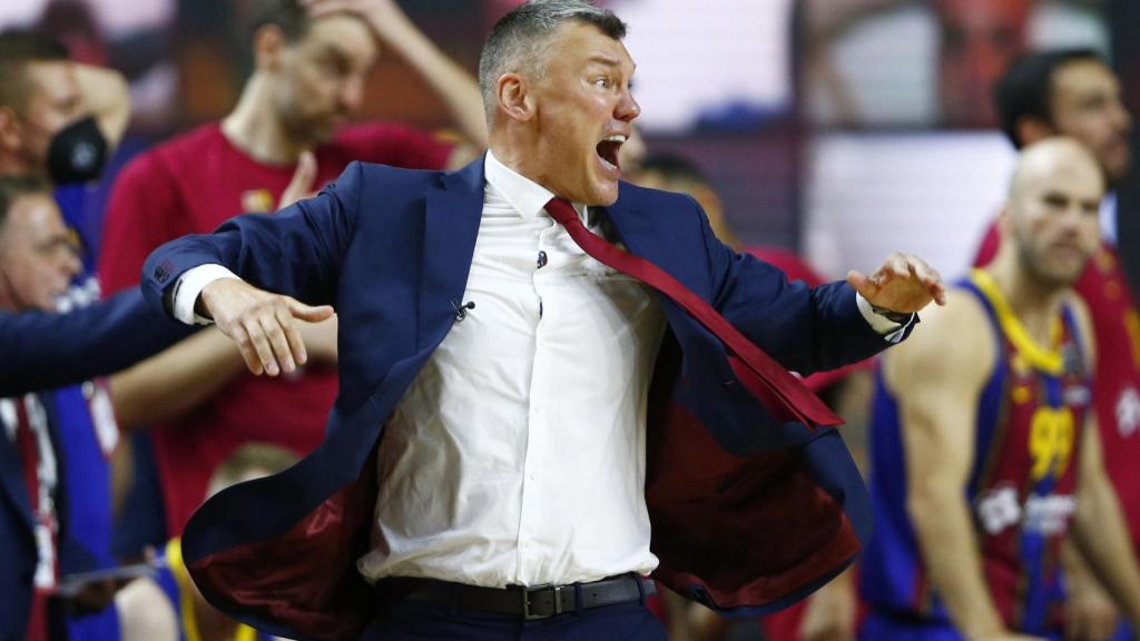 Jasikevicius, muy enfadado durante la final de la Euroliga