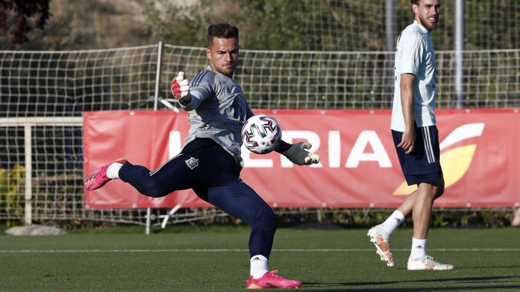 Álvaro Fernández, durante un entrenamiento con la selección de España sub21