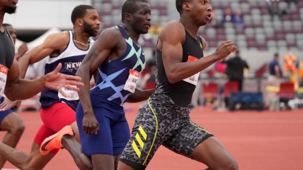 Erriyon Knighton, durante la prueba de la USATF Golden Games