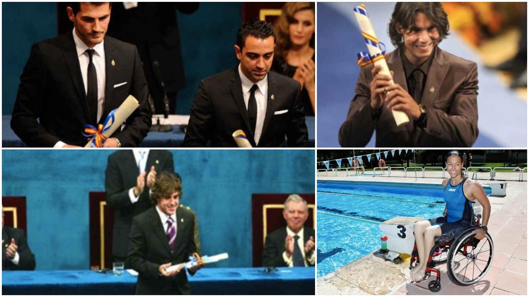 Iker Casillas, Xavi Hernández, Fernando Alonso, Rafa Nadal y Teresa Perales