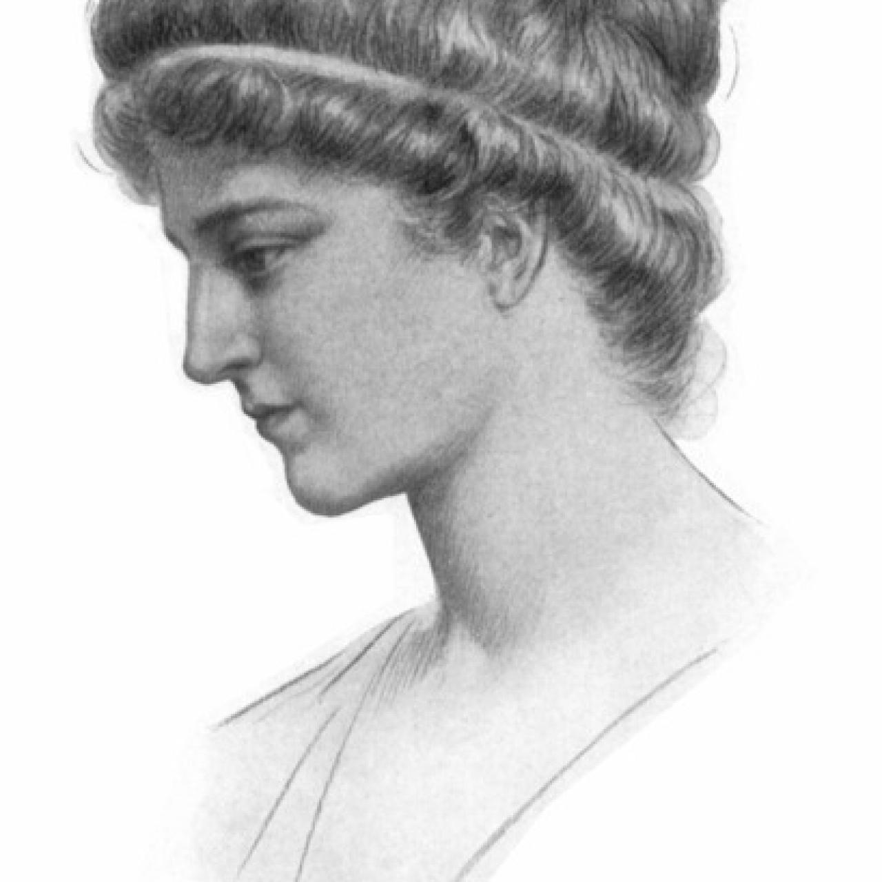 Retrato idealizado de la antigua filósofa neoplatónica griega Hipatia por Jules Maurice Gaspard (1908).
